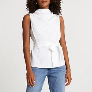 White tie waist sleeveless top